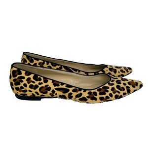 Marc Fisher Alanyz Pointed Toe Flats Ballet Shoes Leopard Calf Hair Leather 10